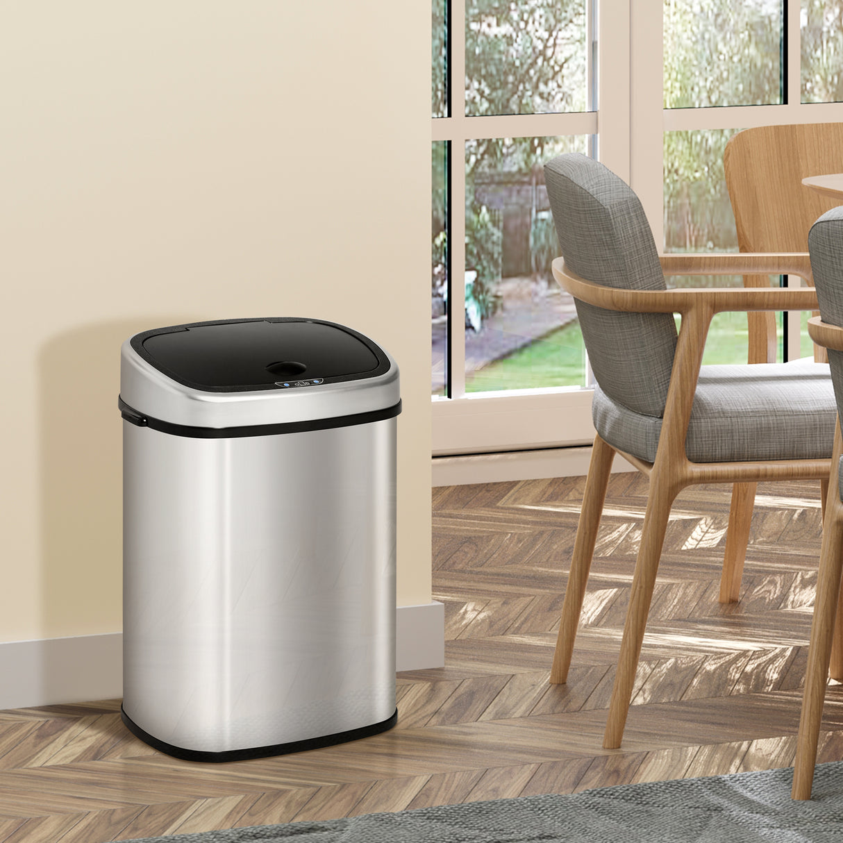 easycomfort easycomfort pattumiera cestino bidone con coperchio a sensore ad infrarossi per cucina bagno capacita 58l in acciaio abs 40 9 28 9 68cm