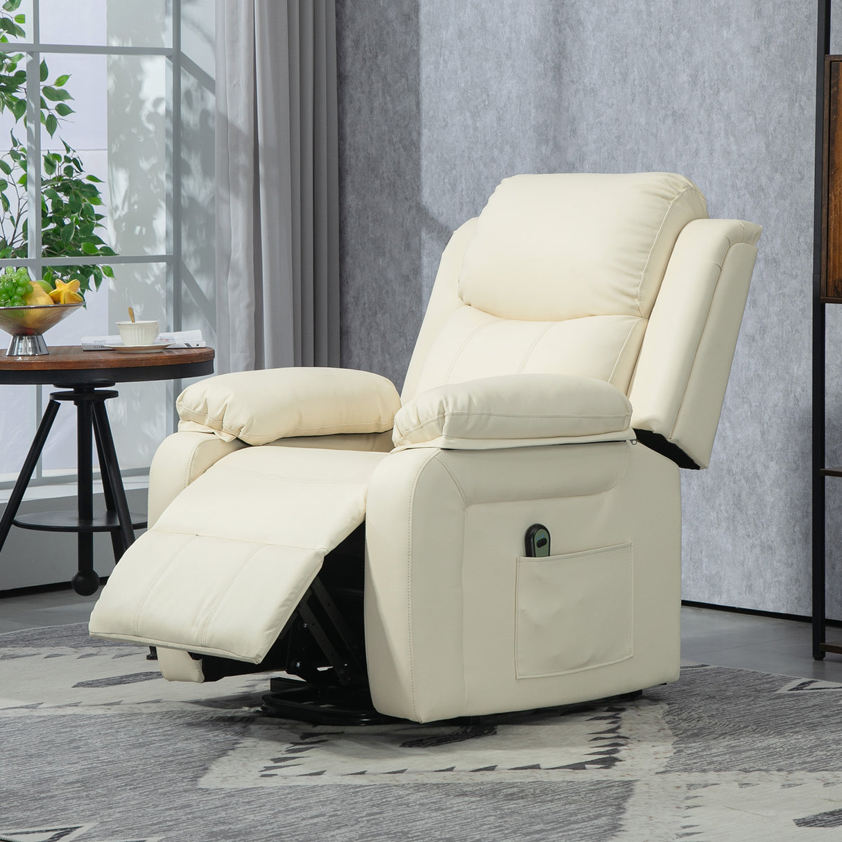 easycomfort easycomfort poltrona alzapersona reclinabile a 160 con poggiapiedi e telecomando in pelle pu e acciaio 76x90x105 cm crema