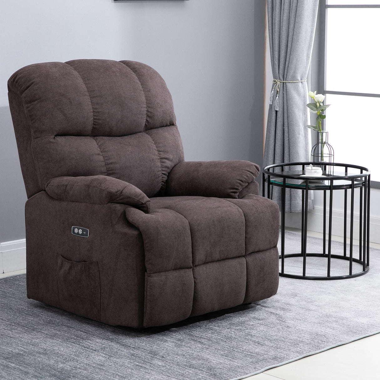 easycomfort easycomfort poltrona elettrica alzapersona reclinabile 150 poltrona relax elettrica in velluto con connettore usb motore telecomando poggiapiedi e tasche laterali per anziani marrone