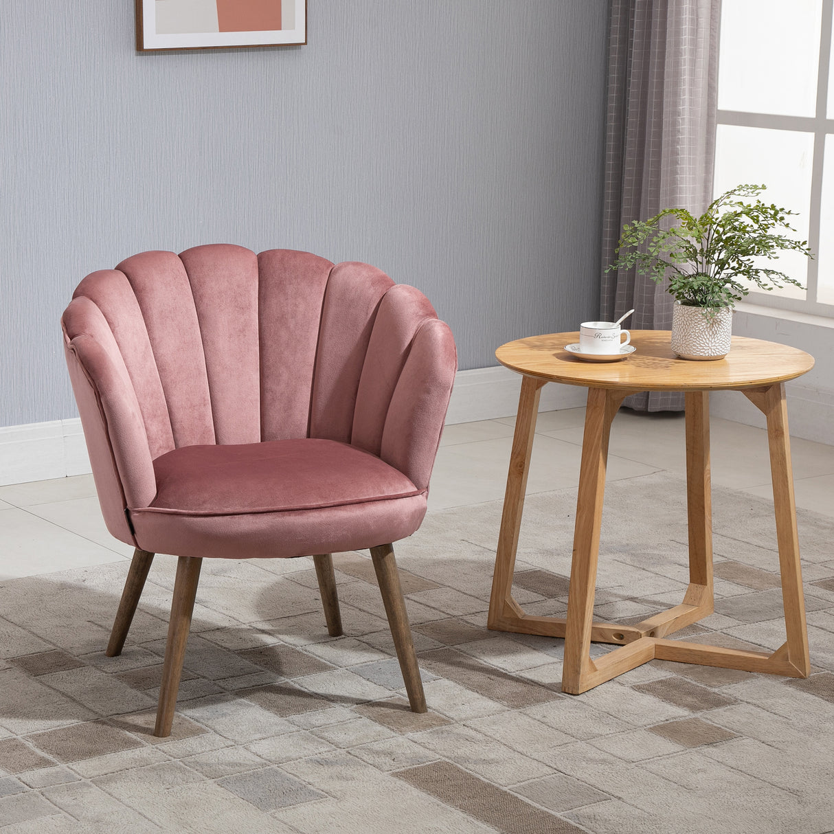 easycomfort easycomfort poltrona imbottita con schienale a conchiglia e gambe in legno poltrona in velluto per salotto e camera 66x66x78 5cm rosa