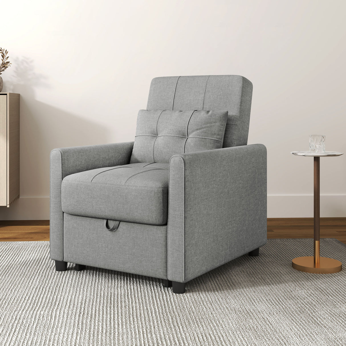 easycomfort easycomfort poltrona letto singolo reclinabile su 3 livelli con cuscino extra 69x82x85cm grigio chiaro