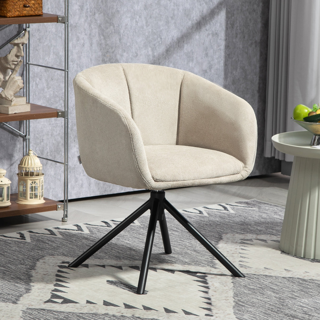 easycomfort easycomfort poltrona moderna girevole con seduta imbottita in tessuto boucle per salotto e ufficio grigio chiaro