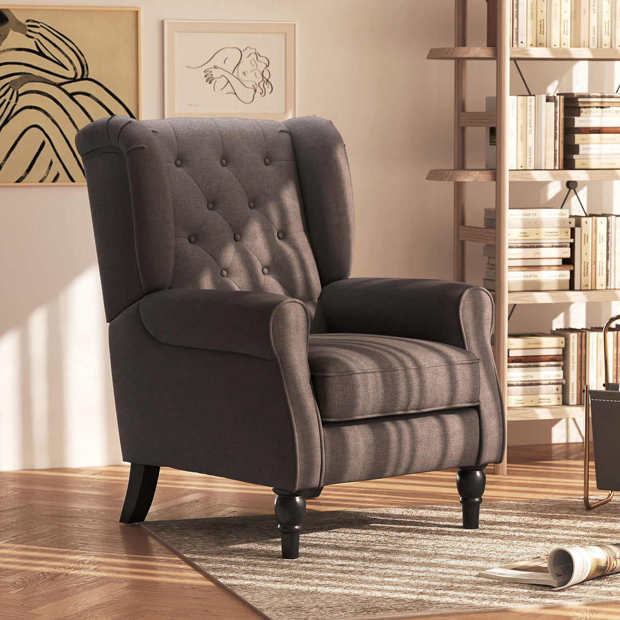 easycomfort easycomfort poltrona per salotto in stile francese con seduta imbottita e cuscini in poliestere 74x86x102 cm marrone