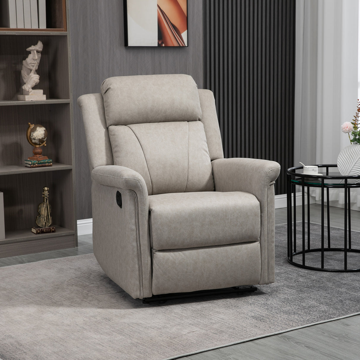 easycomfort easycomfort poltrona reclinabile manualmente 135 con poggiapiedi poggiatesta e braccioli imbottiti 78x96x102 cm grigio