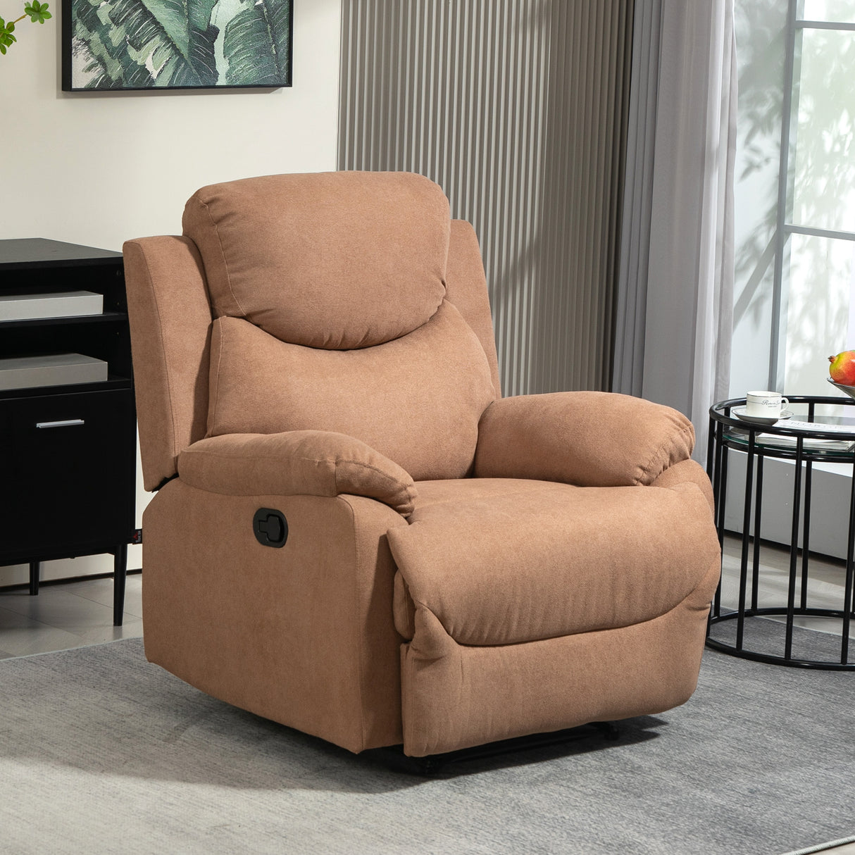 easycomfort easycomfort poltrona relax manuale reclinabile a 150 con poggiapiedi in tessuto 93x88x102cm marrone scuro