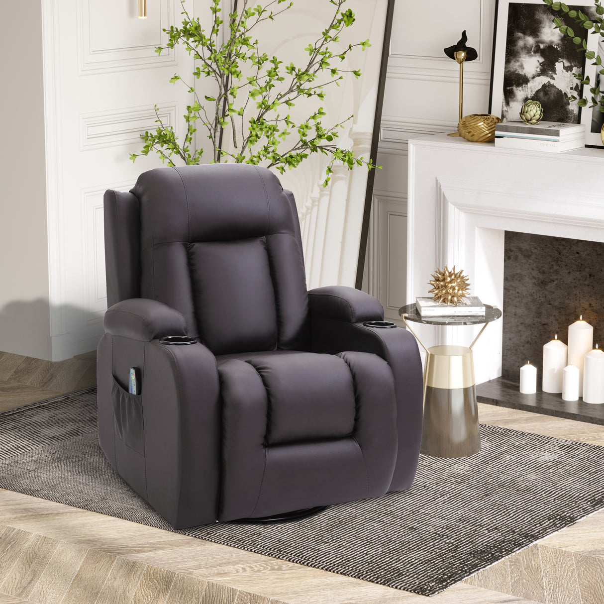 easycomfort easycomfort poltrona relax massaggiante e riscaldata con telecomando 85x94x104cm finta pelle marrone