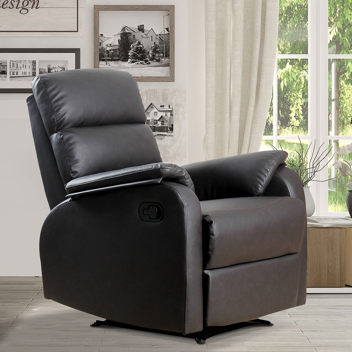 easycomfort easycomfort poltrona relax per interni reclinabile manualmente con cuscino imbottito in pelle pu e acciaio 75x82x99 cm marrone ean 8055776912493