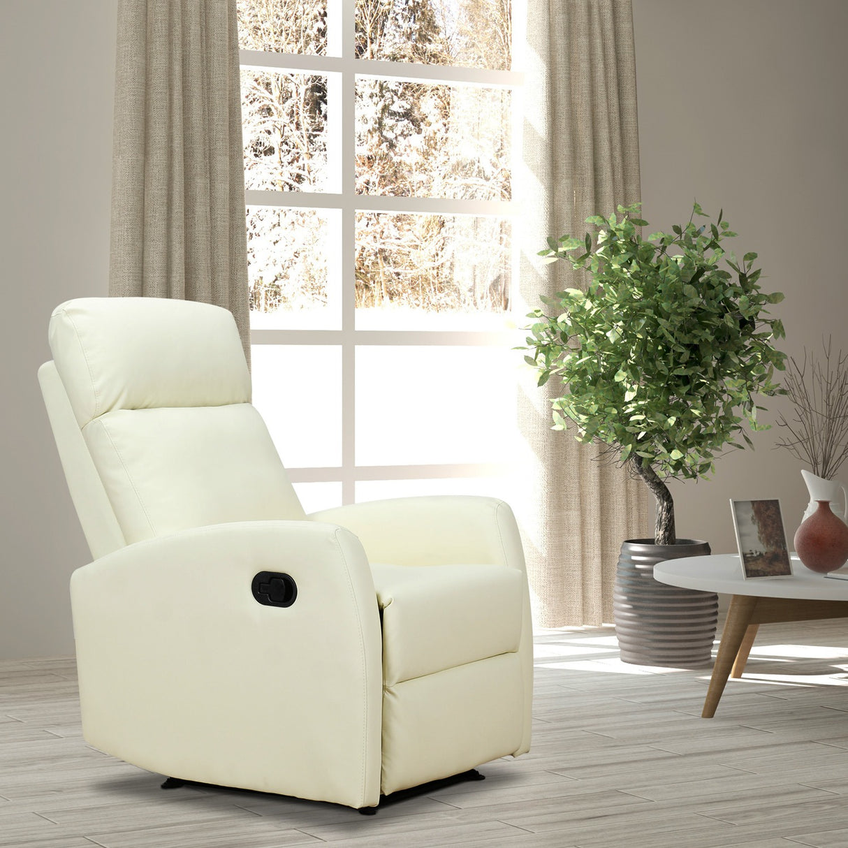 easycomfort easycomfort poltrona relax reclinabile 165 con poggiapiedi regolabile ergonomica in pelle pu 65 92 100cm crema ean 8055776911489