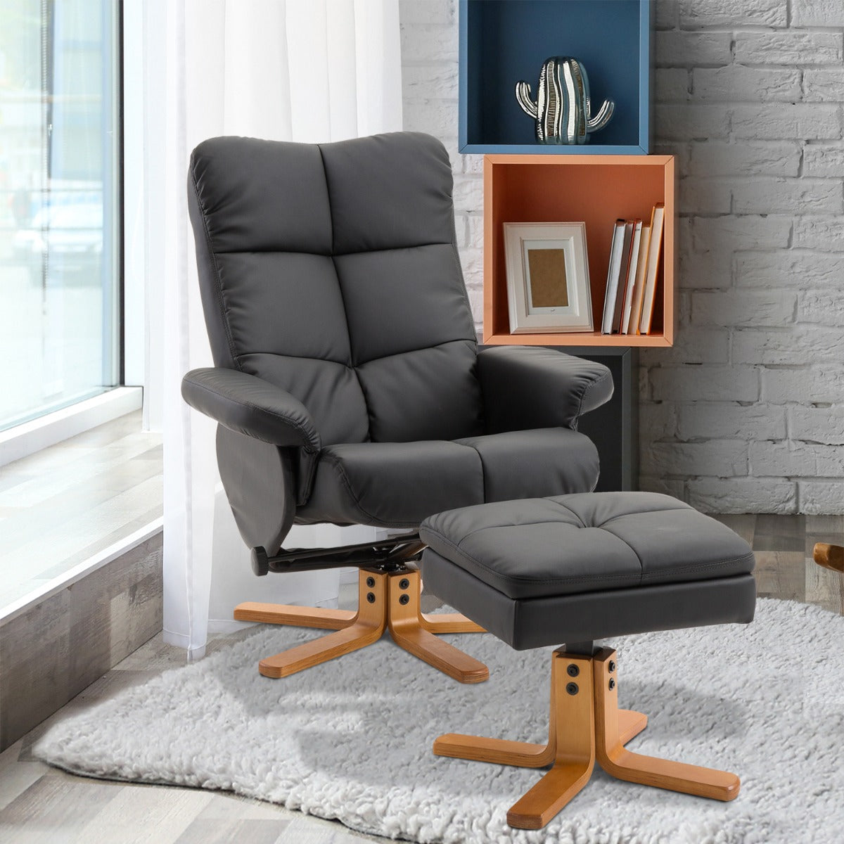 easycomfort easycomfort poltrona sedia relax reclinabile con poggiapiedi in pelle pu nero ean 8054144139883