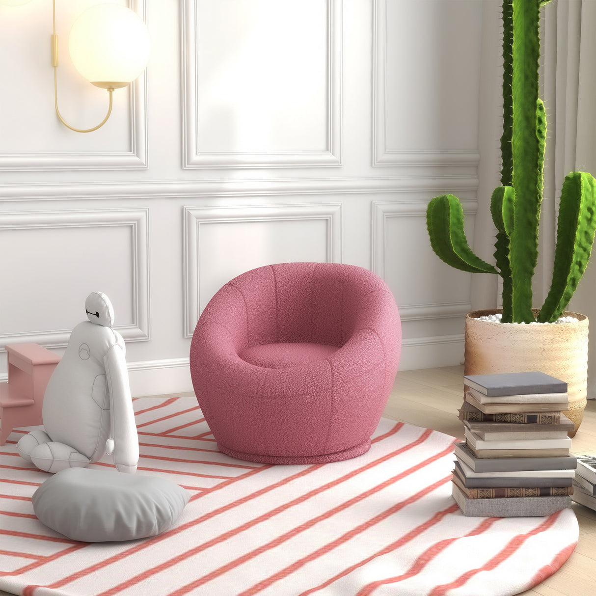 easycomfort easycomfort poltroncina mini moderna in peluche con imbottitura spessa 60x56x48cm rosa