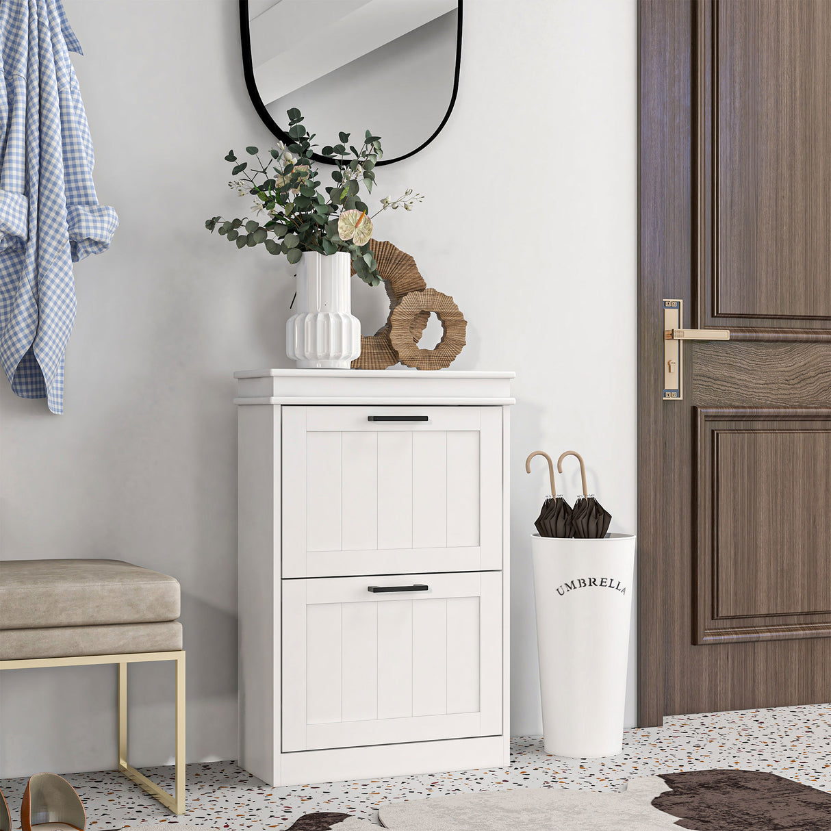 easycomfort easycomfort scarpiera moderna con 2 cassetti ribaltabili per 10 paia di scarpe e ripiano regolabile 54x24x82 5cm bianco