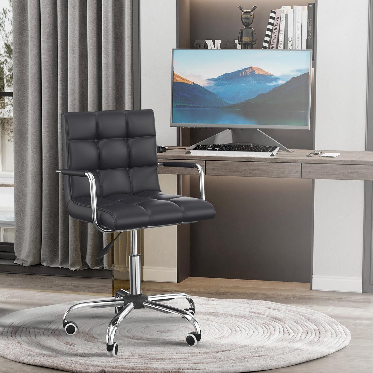 easycomfort easycomfort sedia da ufficio ergonomica in pelle pu nero sedia da studio con 5 ruote girevoli imbottitura e altezza regolabile 52 5x54x84 99cm ean 8054144135267