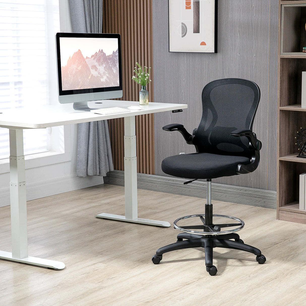 easycomfort easycomfort sedia da ufficio ergonomica in tessuto traspirante con altezza regolabile e braccioli ribaltabili 59x65x110 130 cm