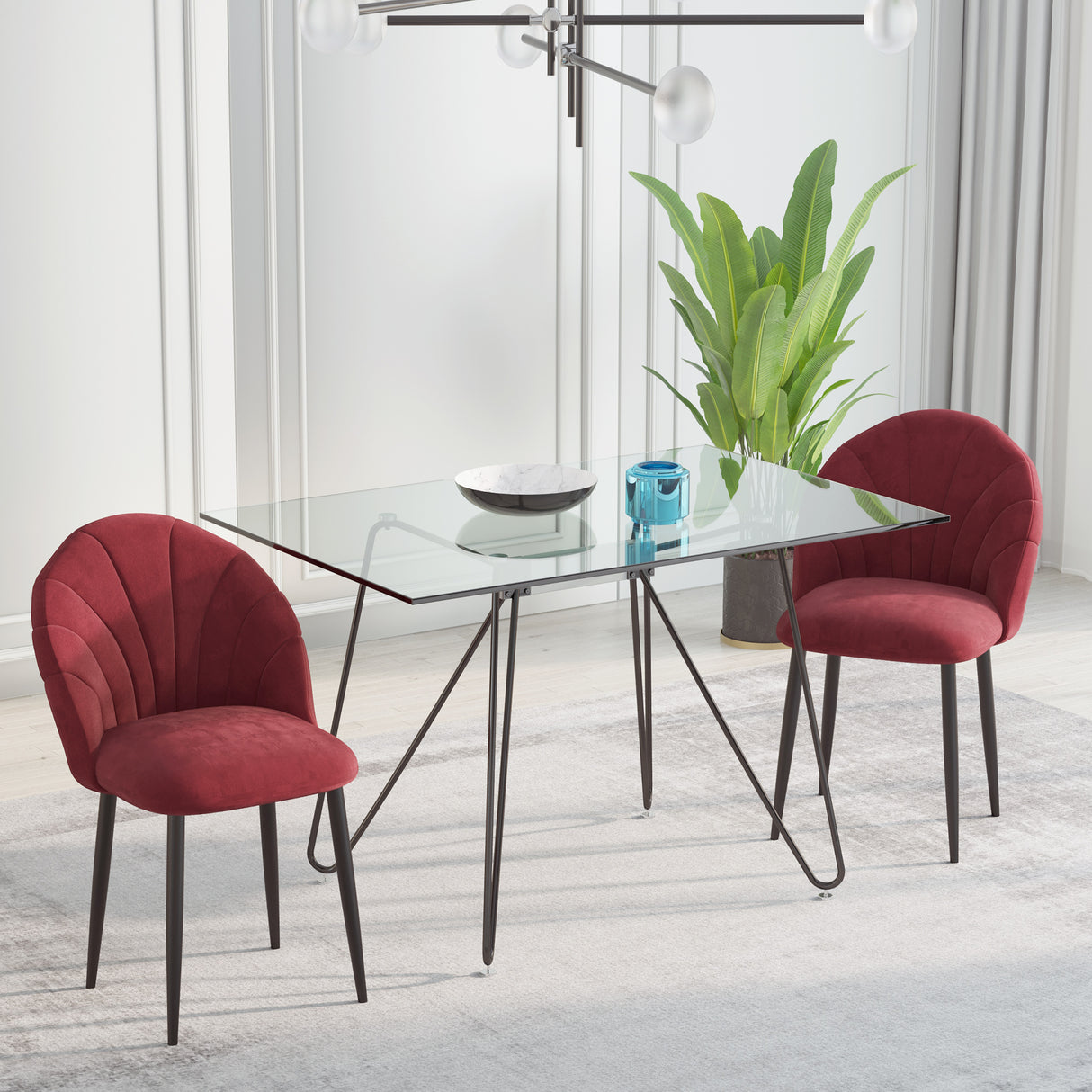 easycomfort easycomfort set 2 sedie sala da pranzo imbottite con design nordico ed ergonomico sedie da cucina e soggiorno in metallo e velluto rosso scuro 52x54x79 cm ean 8055776911472