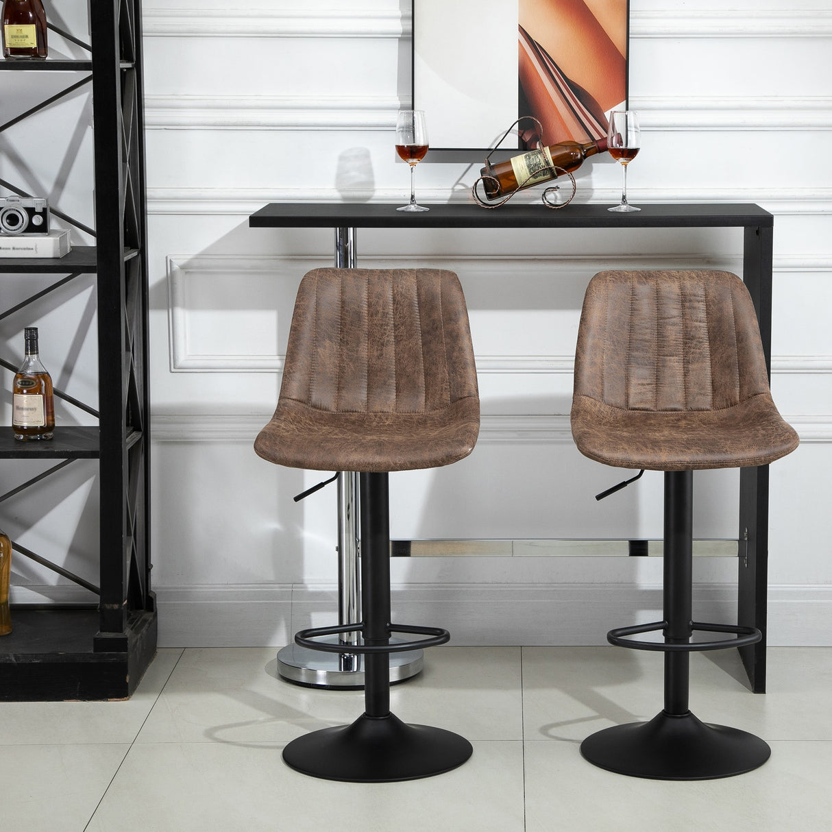 easycomfort easycomfort set 2 sgabelli da bar con schienale poggiapiedi e altezza regolabile stile industriale marrone ean 8054144137940