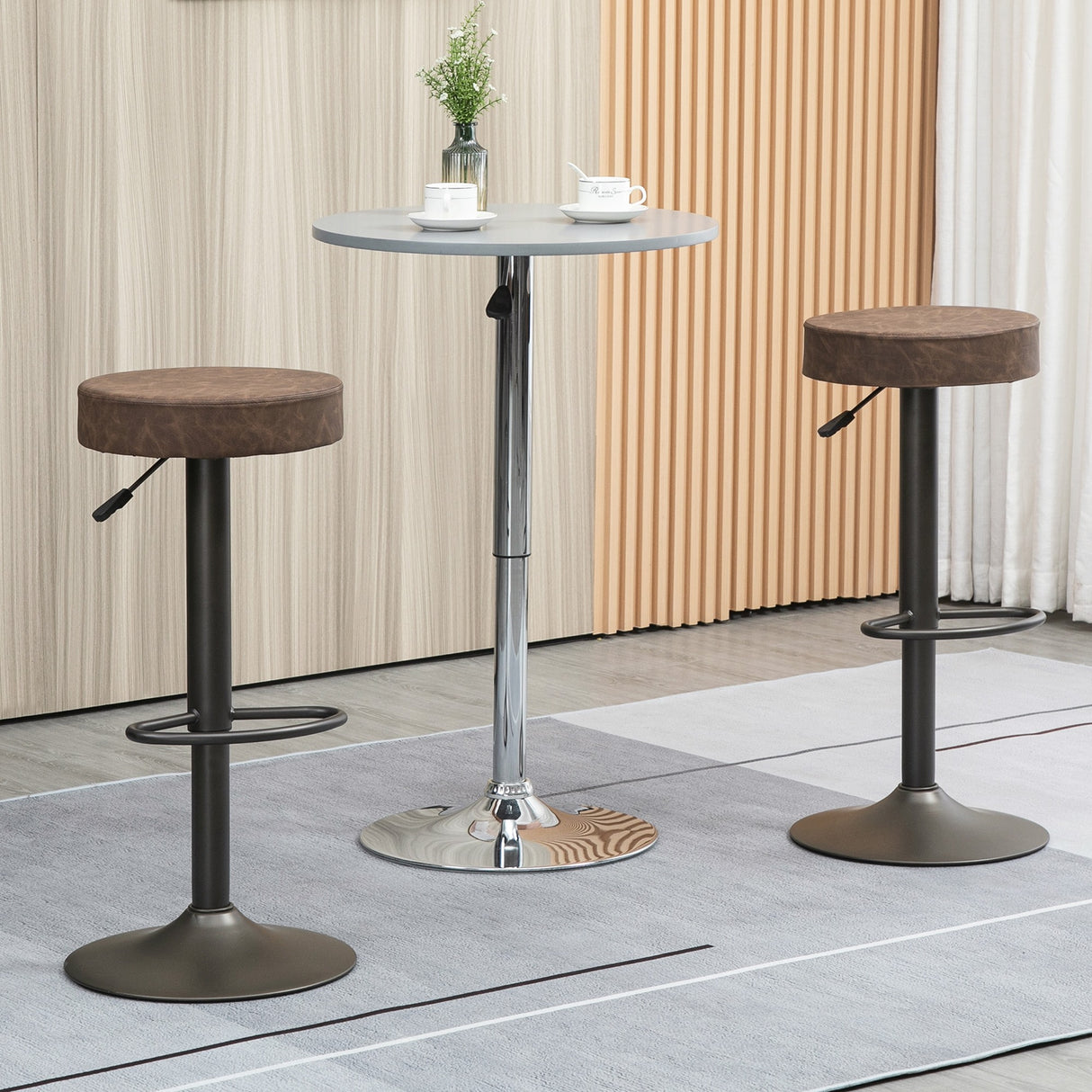 easycomfort easycomfort set 2 sgabelli da bar girevoli con poggiapiedi e altezza regolabile 35x36x64 85cm marrone