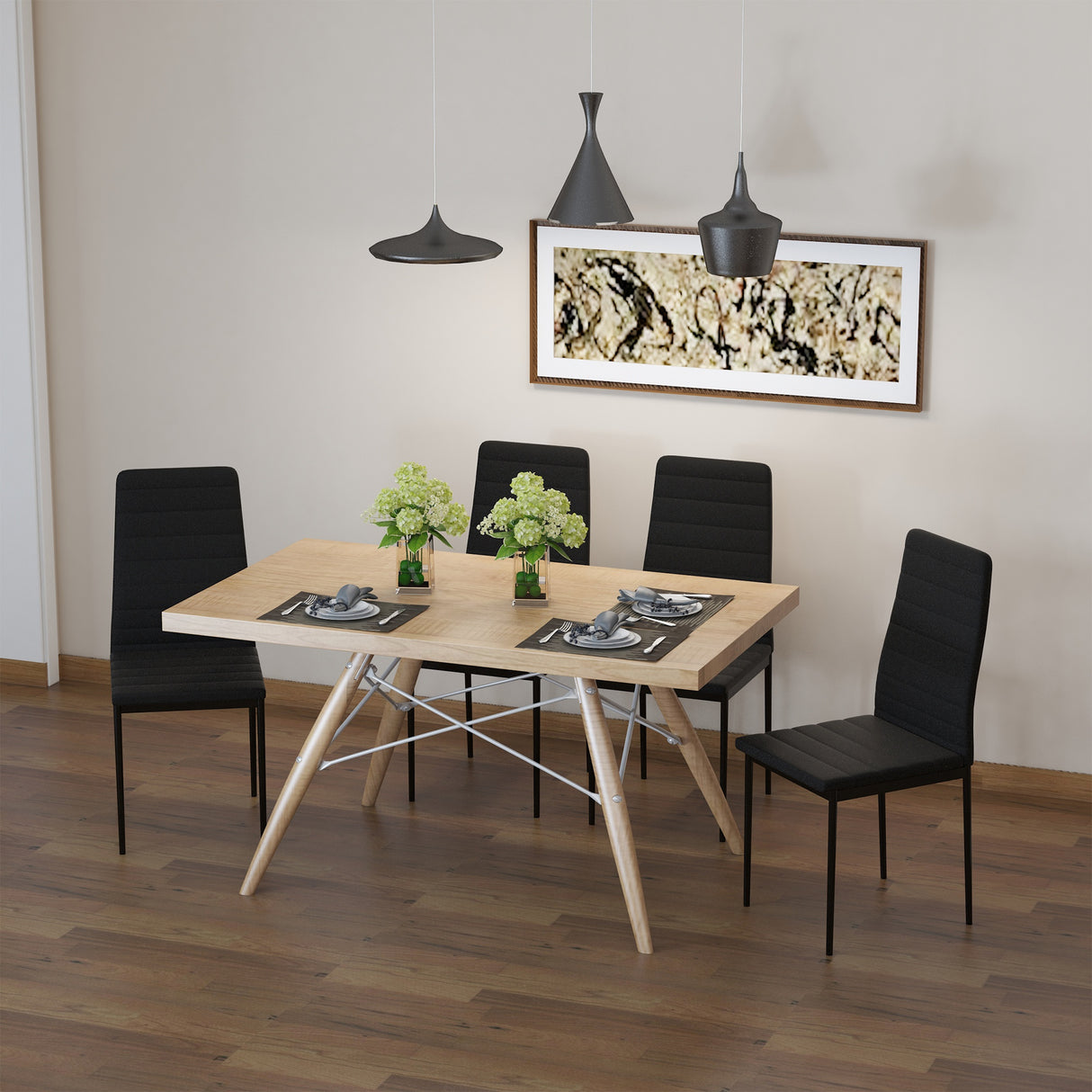 easycomfort easycomfort set 4 sedie imbottite per soggiorno o sala da pranzo sedie da cucina moderne in metallo e tessuto nero