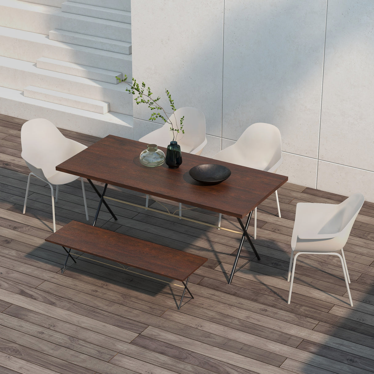 easycomfort easycomfort set 4 sedie in plastica con piedini antiscivolo 59x55x84 cm grigio