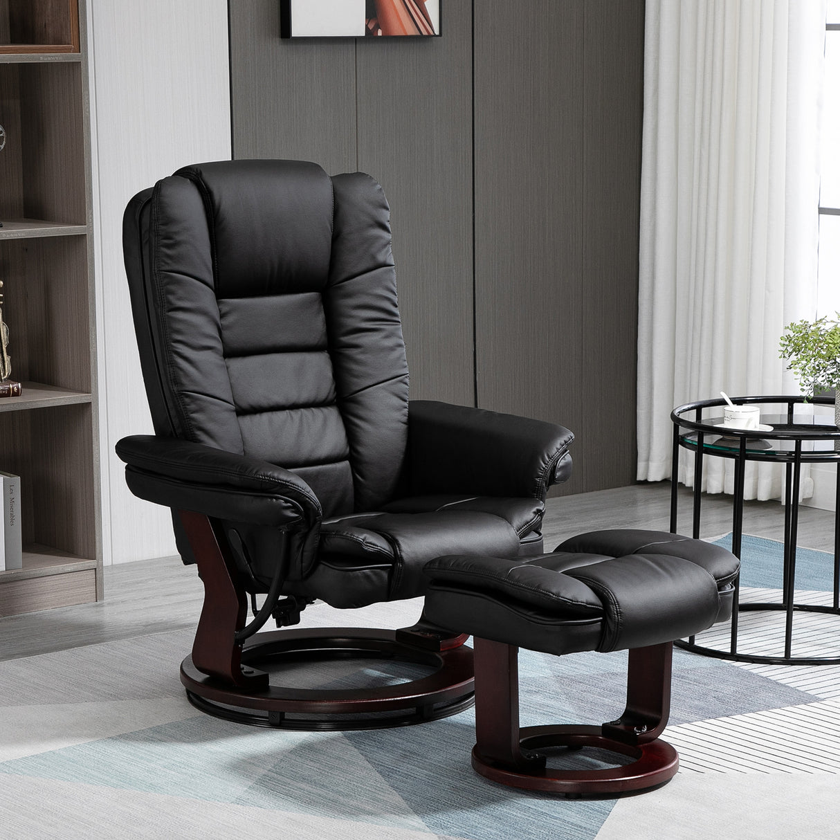 easycomfort easycomfort set poltrona relax e pouf poggiapiedi girevole a 360 e reclinabile similpelle pu