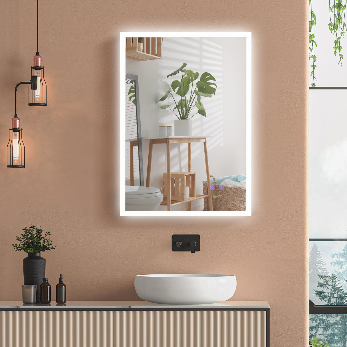 easycomfort easycomfort specchio bagno con luce led funzione anti appannamento e tasti touch 70x50cm argento
