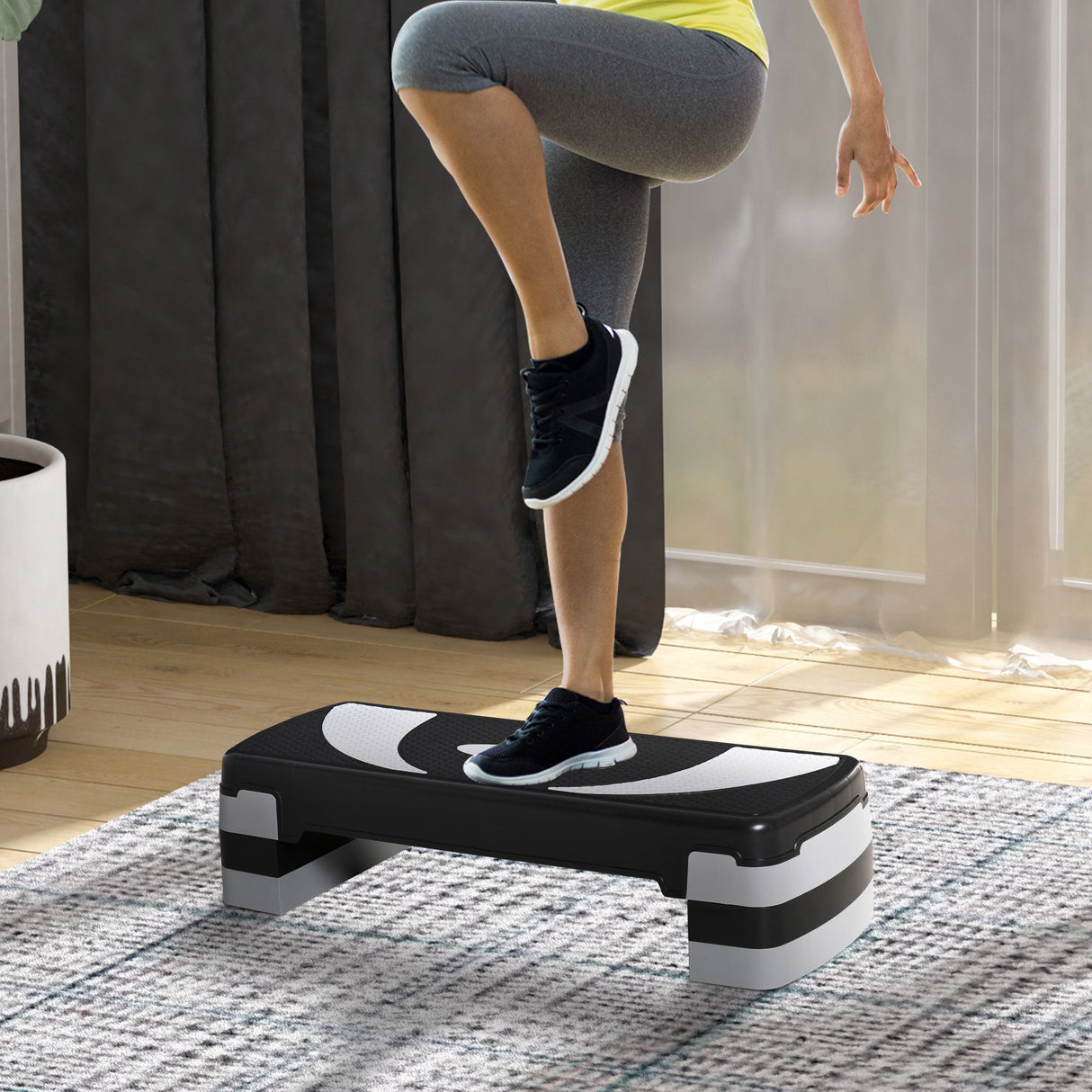 easycomfort easycomfort stepper da aerobica regolabile in altezza 10 15 20 cm antiscivolo nero e grigio