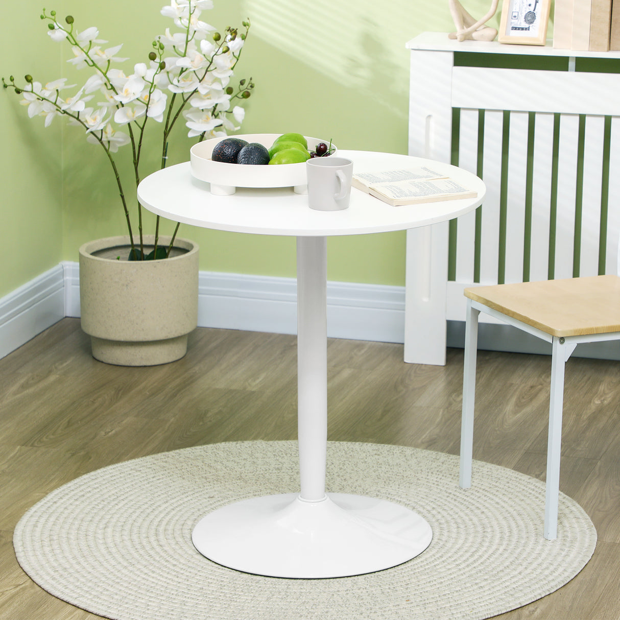 easycomfort easycomfort tavolo rotondo moderno per 2 persone in mdf e acciaio 70x75cm bianco
