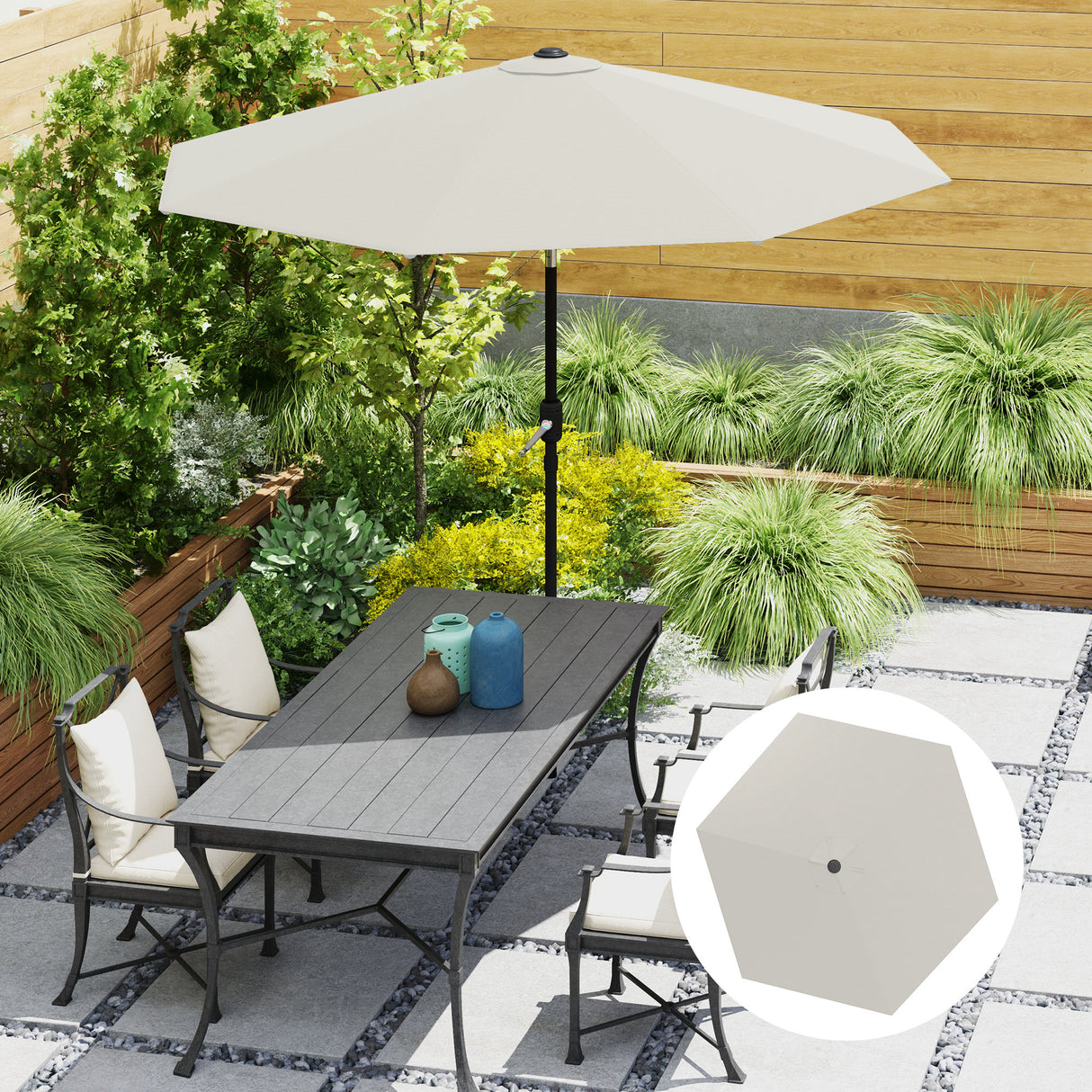 easycomfort easycomfort telo di ricambio per ombrellone 3 m con prese daria per telai in legno e acciaio crema