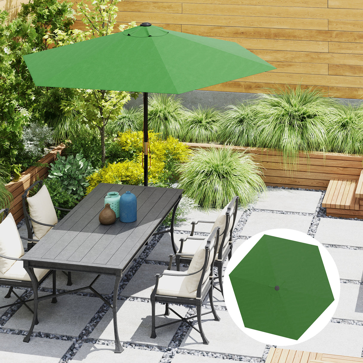 easycomfort easycomfort telo di ricambio per ombrellone 3 m con prese daria per telai in legno e acciaio verde