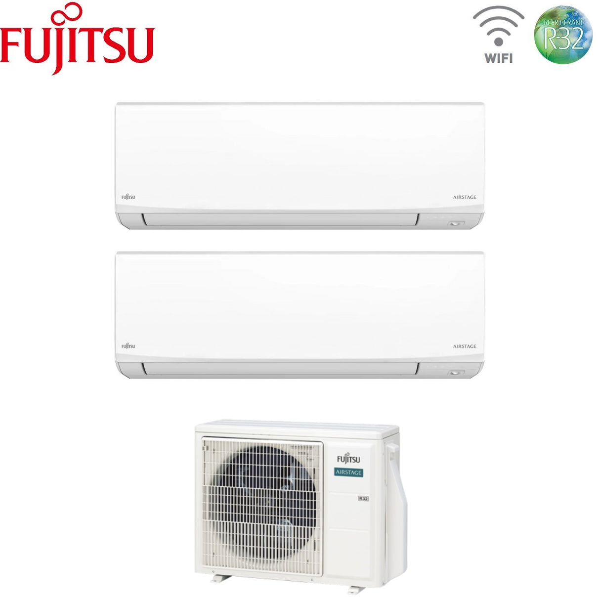 fujitsu condizionatore dual split fujitsu kj white 712 con aoeg14kbca2 r 32 wi fi integrato
