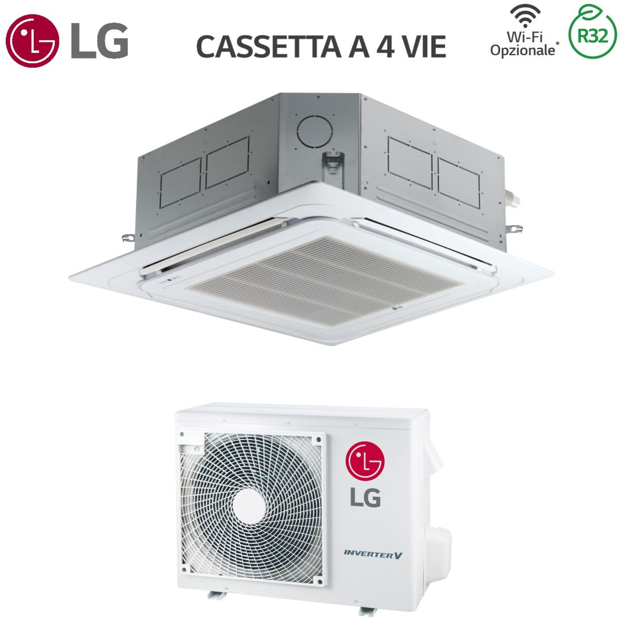 lg condizionatore lg cassetta a 4 vie inverter 12000 btu ct12f r 32 wi fi optional con pannello incluso