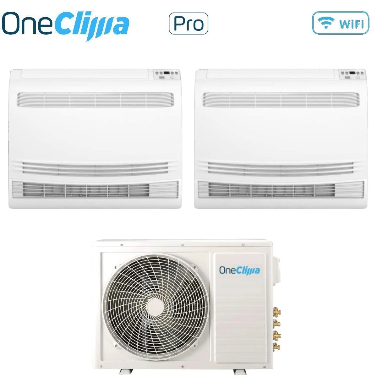 oneclima condizionatore oneclima dual split console 1218 con mlt27x3y24 r 32 wi fi optional con telecomando di serie
