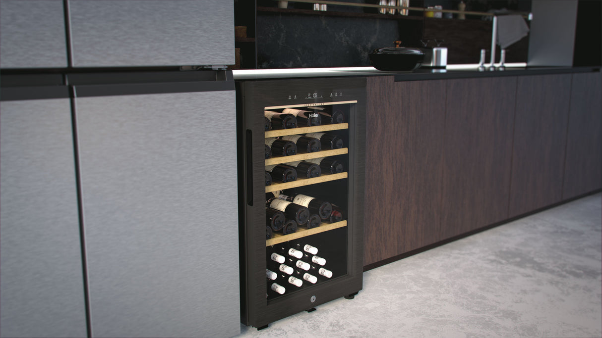 haier cantinetta vino haier wine bank 50 serie 5 hws49ga con compressore libera installazione nero 49 bottiglie ean 6930265399363