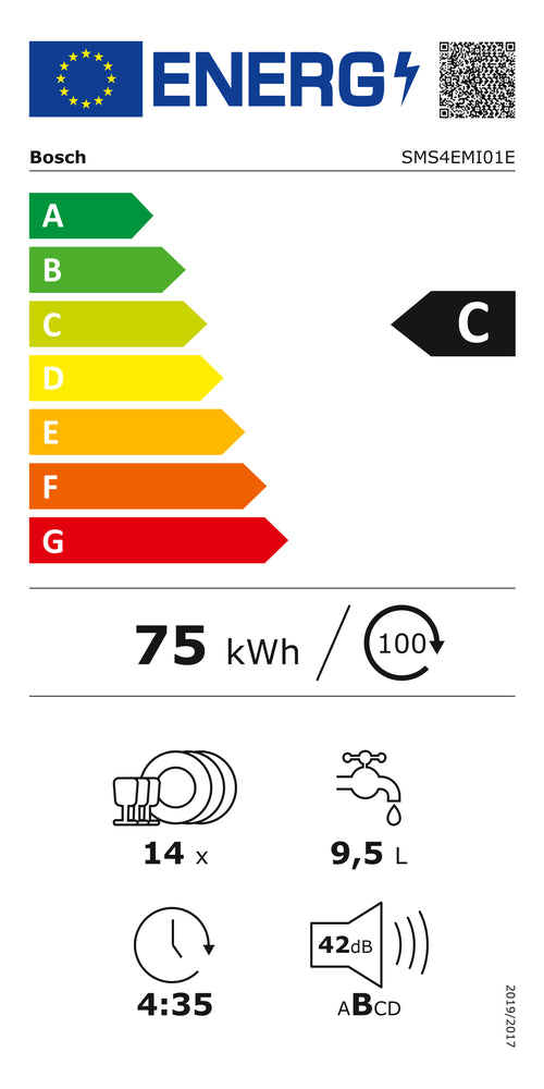 bosch lavastoviglie a libera installazione bosch serie 4 sms4emi01e 14 coperti classe c axlxp845x60x60 alexe e google assistant in acciaio inox ean 4242005359219