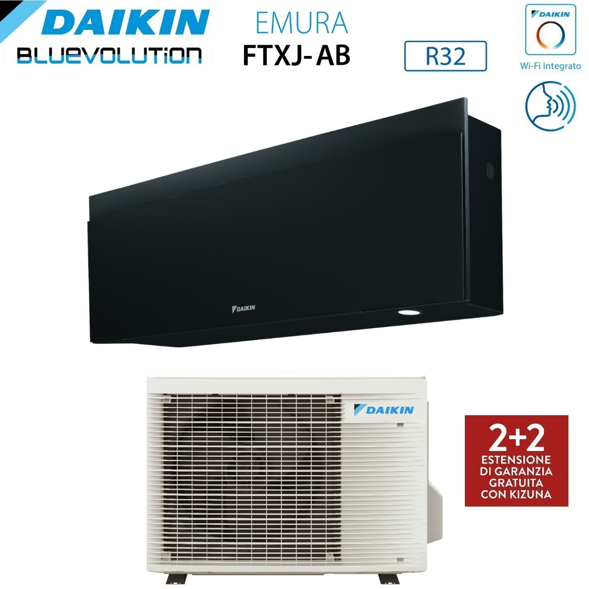 climatizzatore condizionatore daikin bluevolution inverter serie emura black iii 7000 btu ftxj20ab r 32 wi fi integrato classe a___ garanzia italiana novita