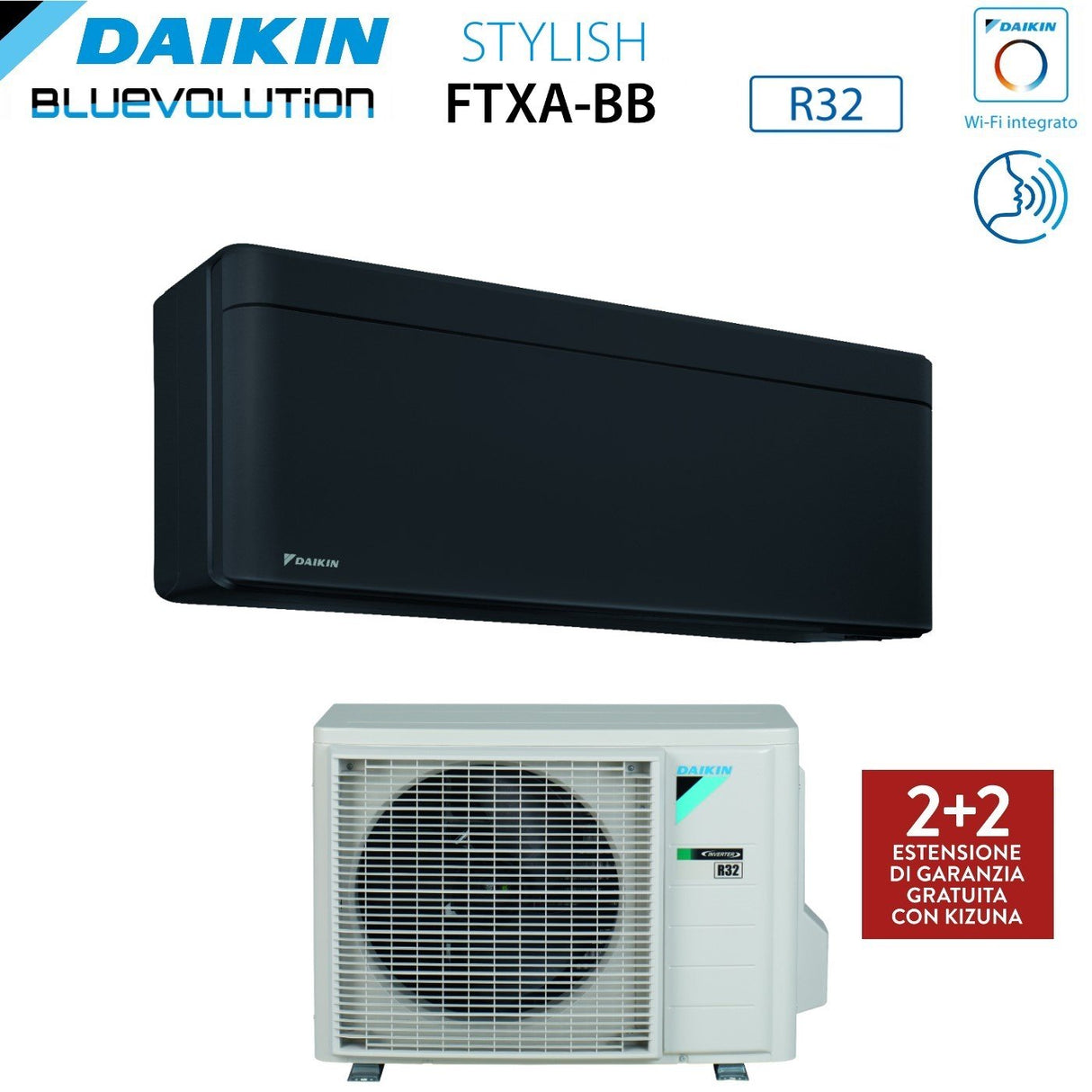 climatizzatore condizionatore daikin bluevolution inverter serie stylish total black 15000 btu ftxa42bb r 32 wi fi integrato classe a__ nero novita 2020