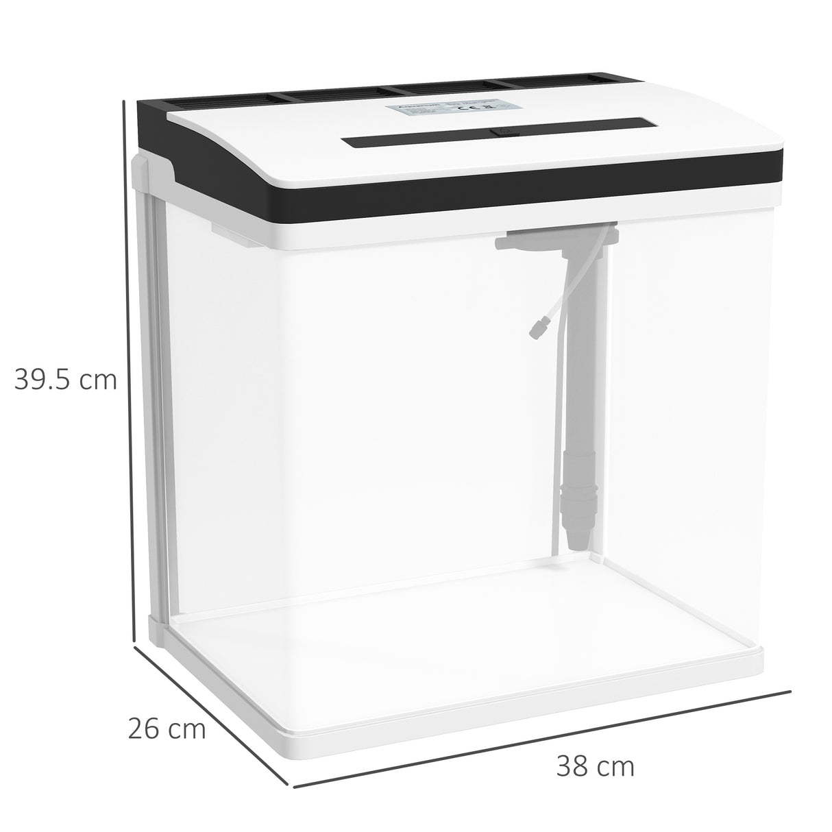 easycomfort easycomfort acquario 28l a illuminazione led con fori di ventilazione e pompa in vetro e abs 38x26x38cm