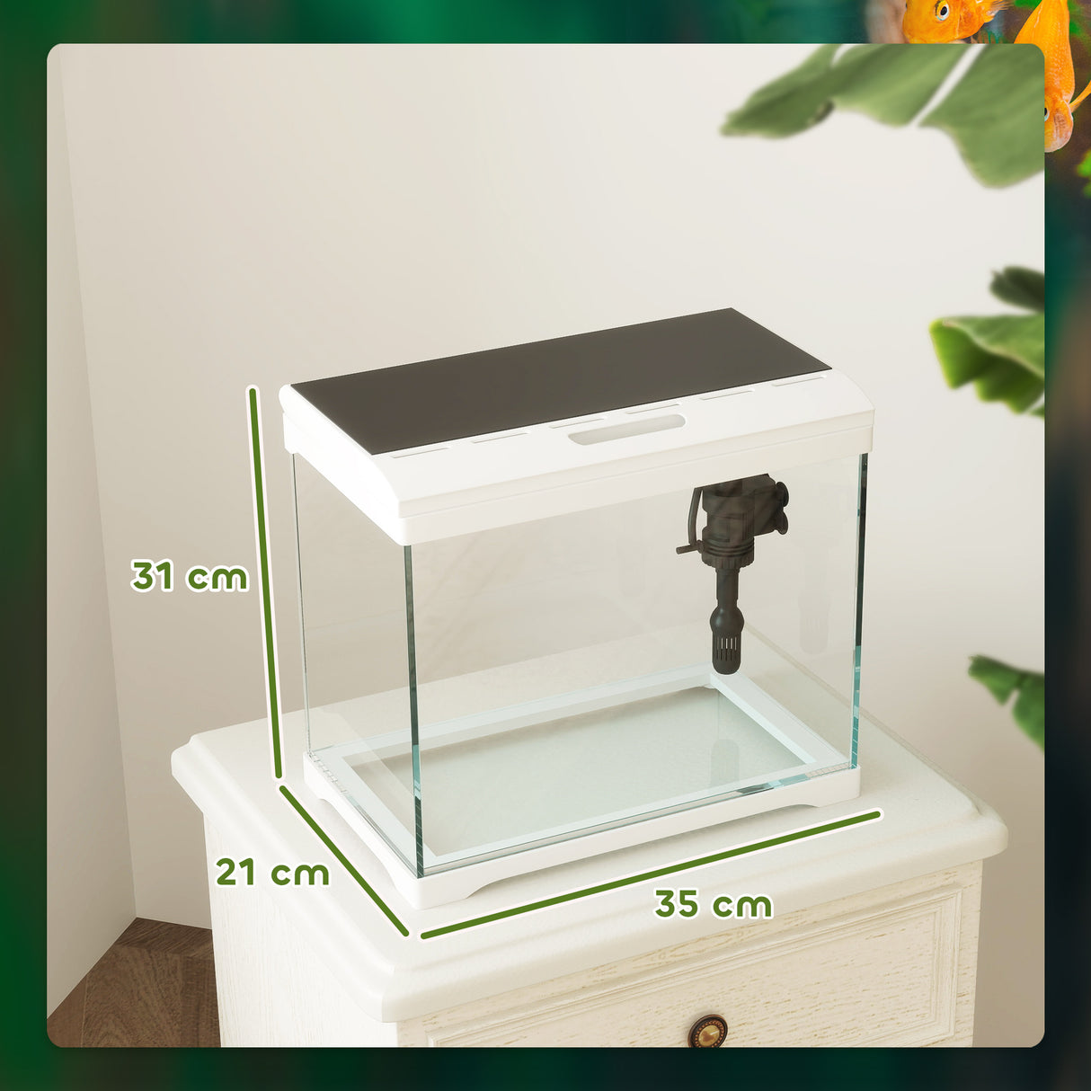 easycomfort easycomfort acquario per pesci rossi 17l con luci led pompa dacqua e sistema di filtraggio 35x21x31 cm bianco