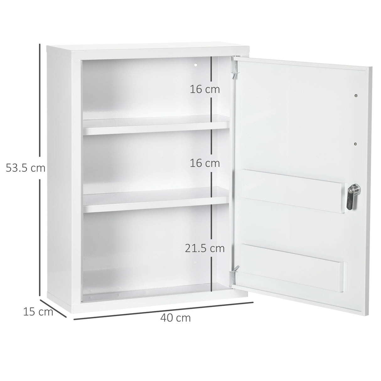 easycomfort easycomfort armadietto medicinali a parete con 2 ripiani e 2 chiavi in acciaio 40x15x53 5 cm bianco