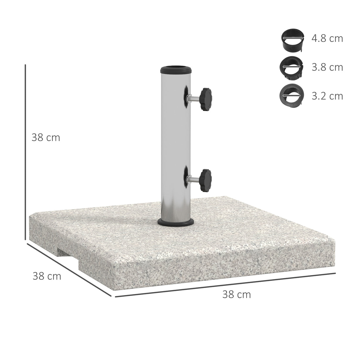 easycomfort easycomfort base per ombrellone da giardino 25kg per pali da 32mm 38mm e 48mm in granito e acciaio inox 38x38x38 cm grigia