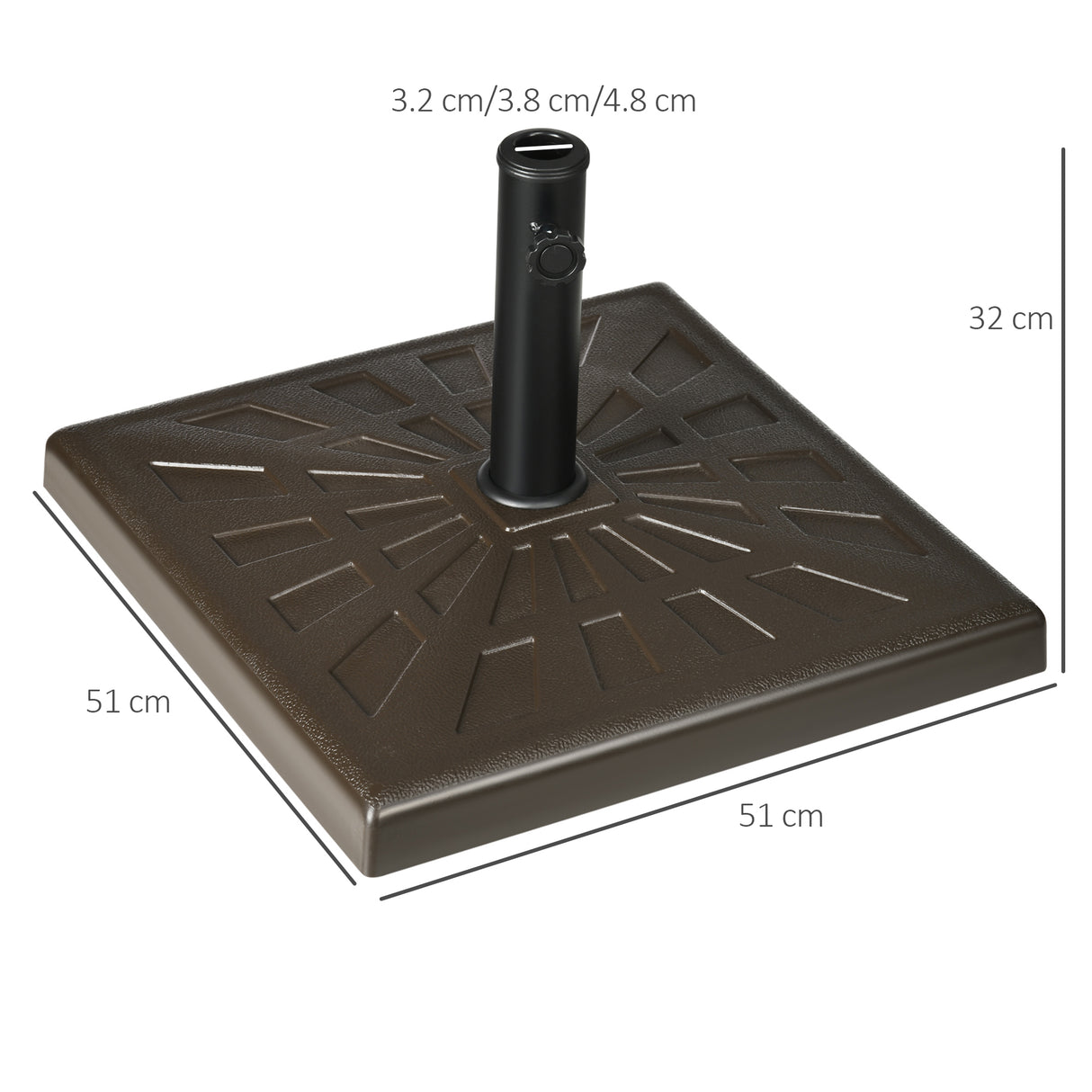 easycomfort easycomfort base per ombrellone di 19kg per pali da 32mm 38mm e 48mm resina e acciaio 51x51x32 cm marrone