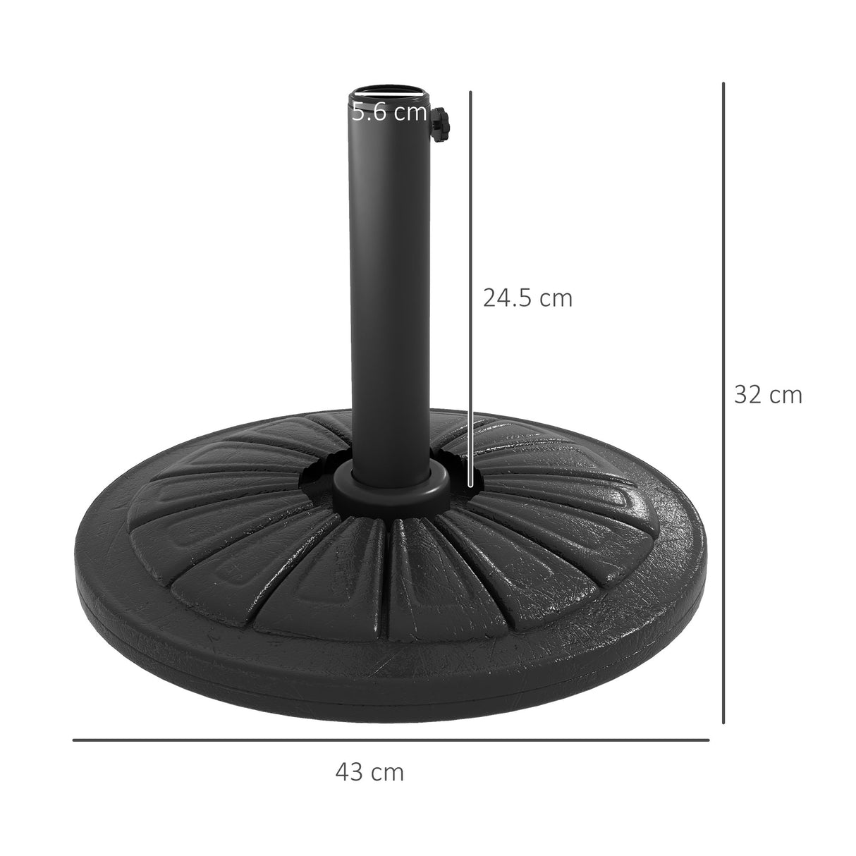 easycomfort easycomfort base per ombrellone rotonda 43cm da 13kg in cemento per pali da 38mm e 48mm nero