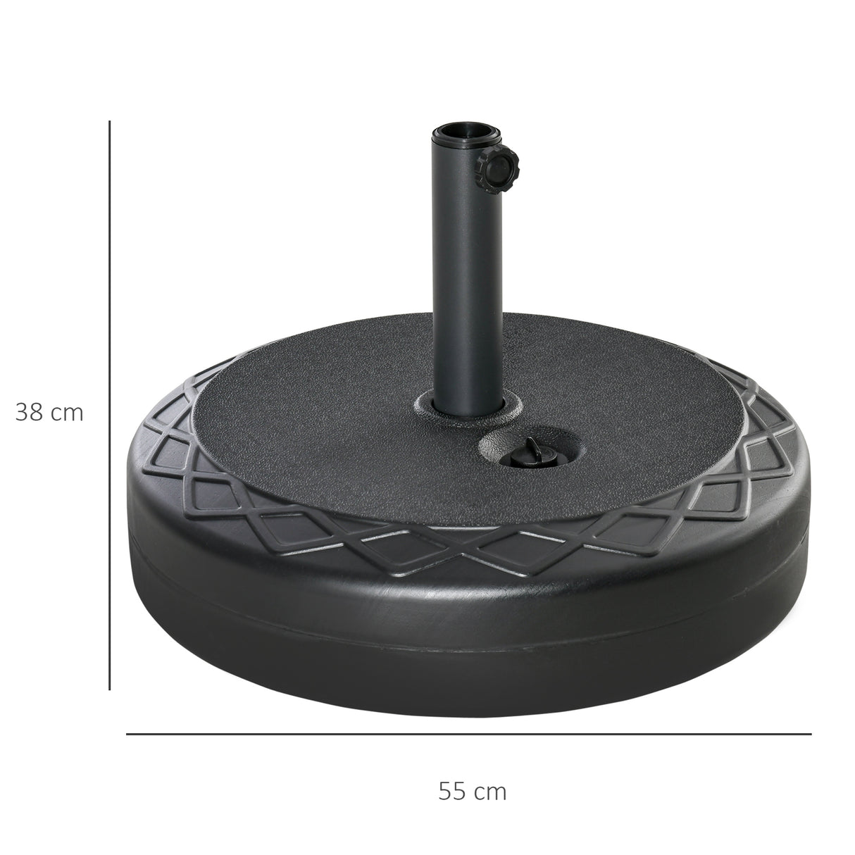 easycomfort easycomfort base per ombrellone rotonda 55cm in plastica da 30kg per pali da 38 48mm nero
