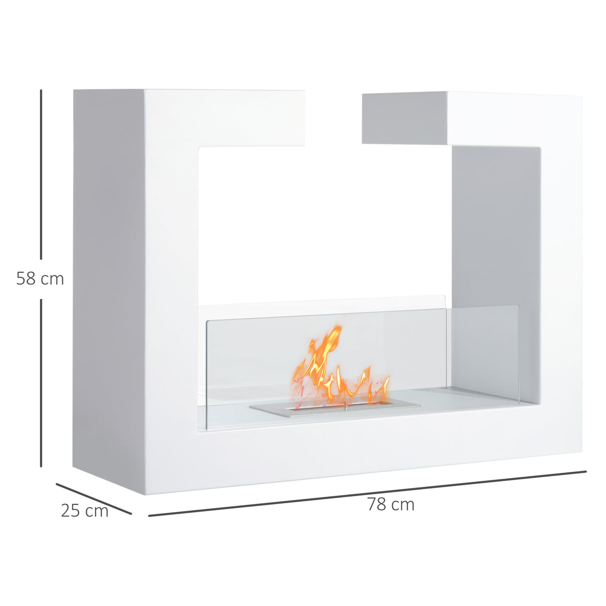 easycomfort easycomfort caminetto a bioetanolo da tavolo 2000w in acciaio inossidabile inodore con vetro 78 x 25 x 58 cm bianco ean 8055776916637