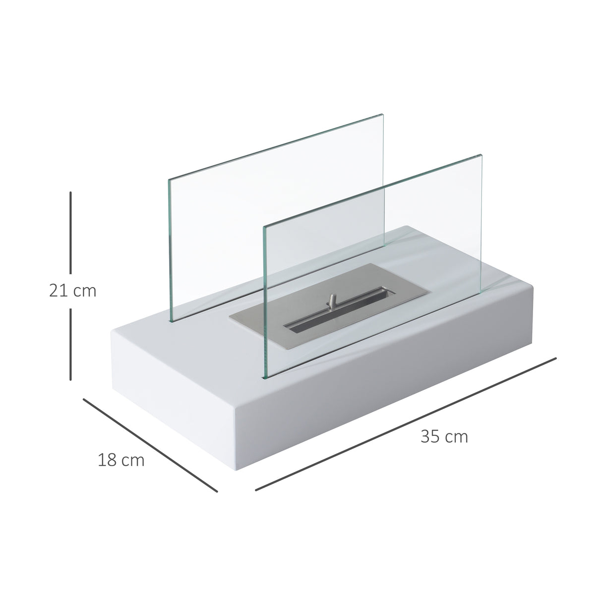 easycomfort easycomfort camino a bioetanolo da tavolo 830 w bruciatori senza residui inodore in acciaio inox con vetro 35x18x21 cm bianco ean 8054111844123