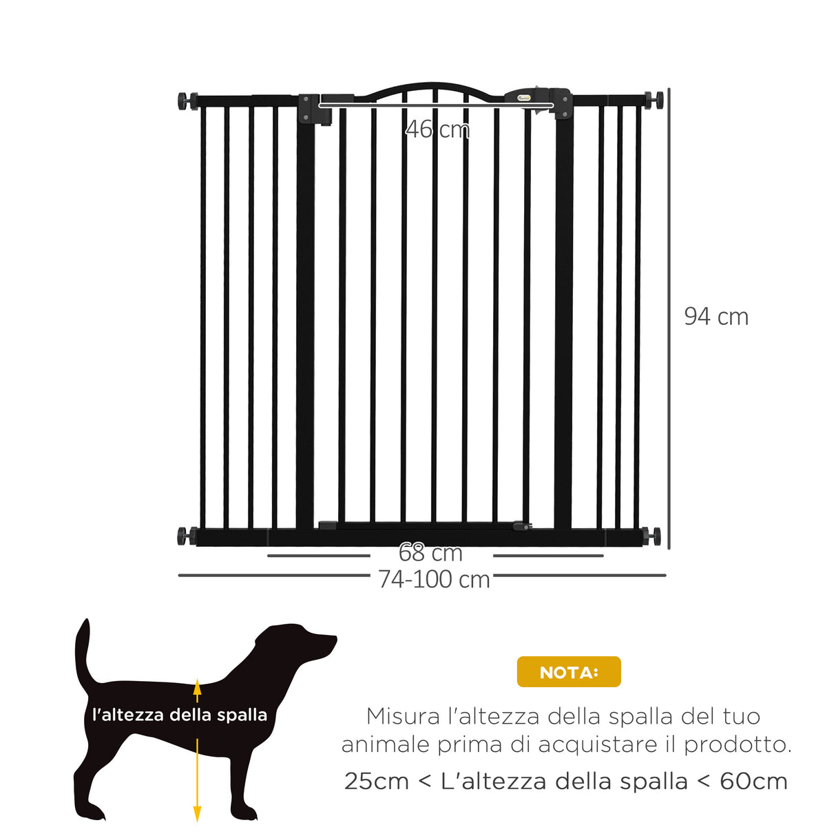 easycomfort easycomfort cancelletto per cani estensibile con 4 viti regolabili in metallo e plastica 74 100x94 cm nero