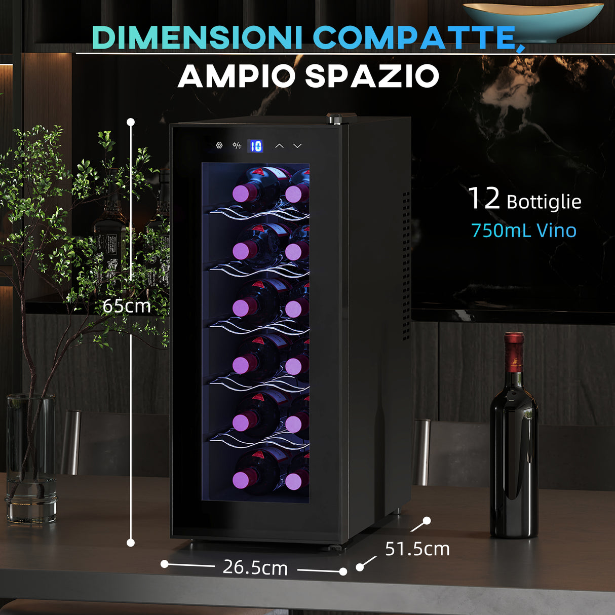 easycomfort easycomfort cantinetta frigorifero per 12 bottiglie con doppio controllo temperatura ripiani regolabili e luci nero