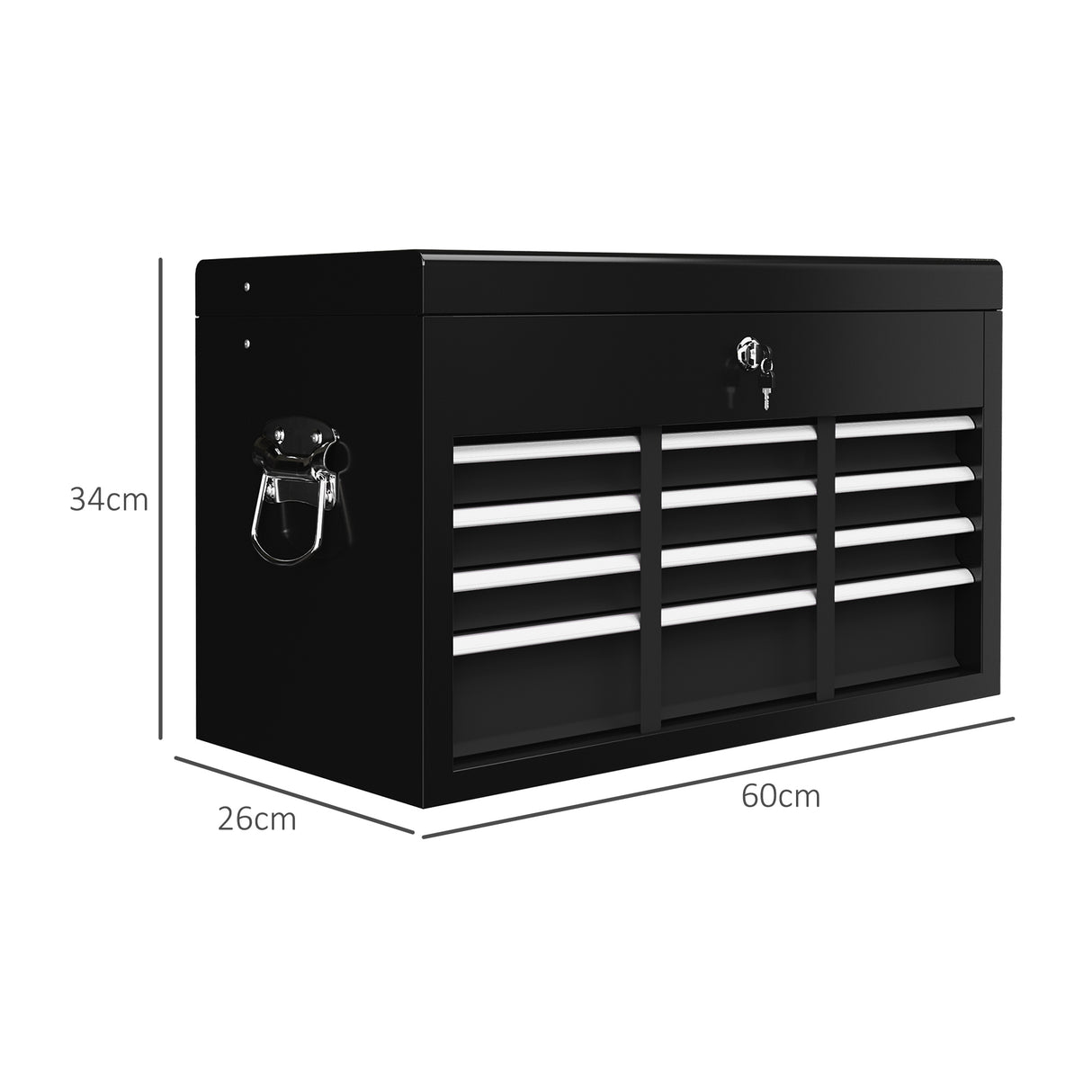 easycomfort easycomfort cassetta per attrezzi a 6 cassetti in acciaio con serratura 60x26x34cm nero