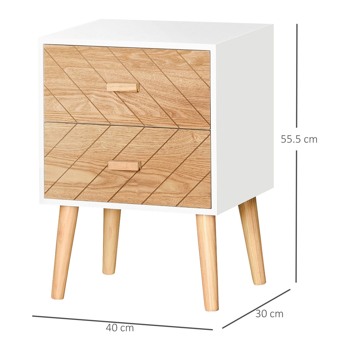 easycomfort easycomfort comodino camera da letto moderno comodino cameretta con 2 cassetti ampio piano legno 40x30x55 5 cm ean 8054111849753