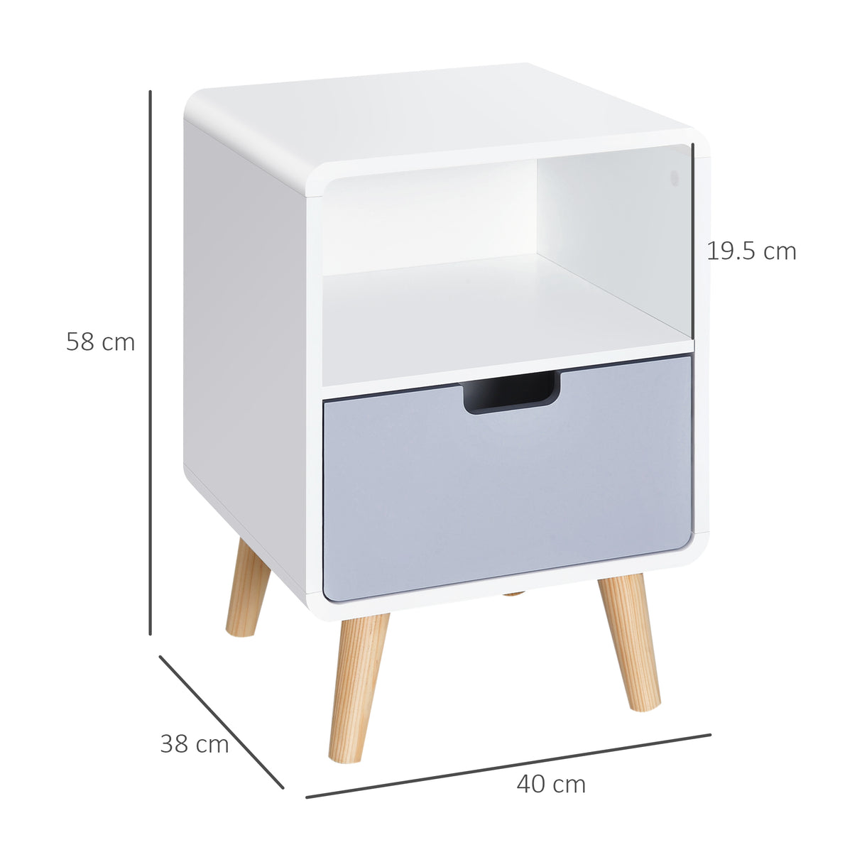 easycomfort easycomfort comodino con cassetto in mdf e legno di pino per camera da letto soggiorno e bagno 40x38x58 cm