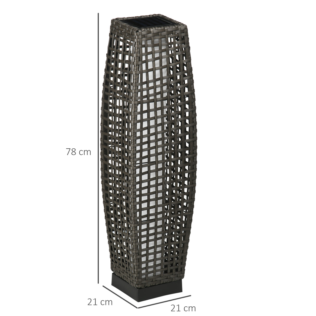 easycomfort easycomfort lampada solare da giardino con pannello di ricarica in acciaio e rattan 21x21x78 cm nero e grigio